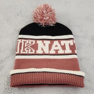 PINK NATION pink and white beanie